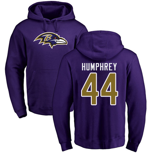 Men Baltimore Ravens Purple Marlon Humphrey Name and Number Logo NFL Football #44 Pullover Hoodie Sweatshirt
